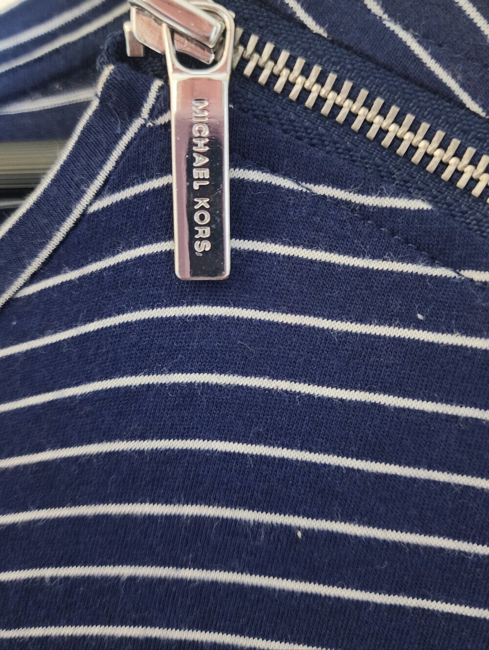 Michael Kors Women's Top Nautical Stripe Zip Shoulders Size L Sleeveless Coastal - Picture 4 of 6